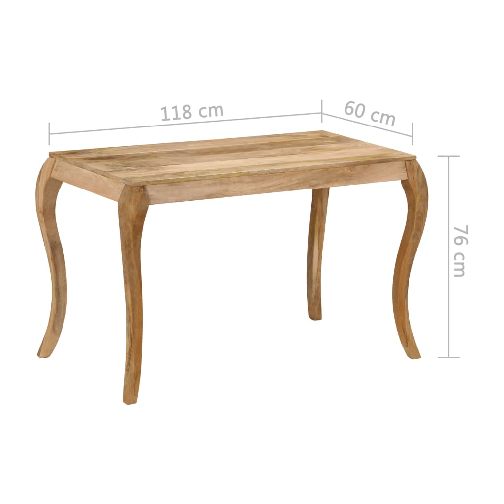 vidaXL Eettafel 118x60x76 cm massief mangohout
