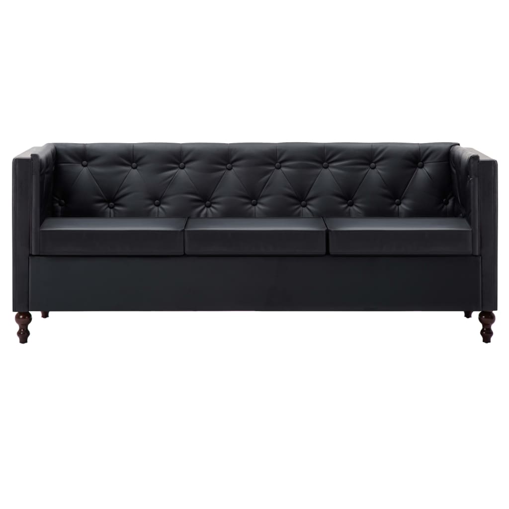 vidaXL Tweezitsbank Chesterfield-stijl kunstleren bekleding zwart