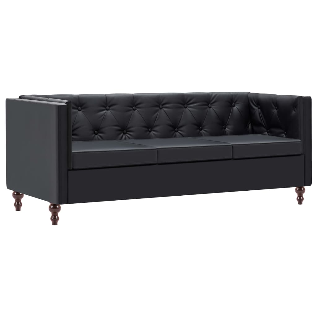 vidaXL Tweezitsbank Chesterfield-stijl kunstleren bekleding zwart