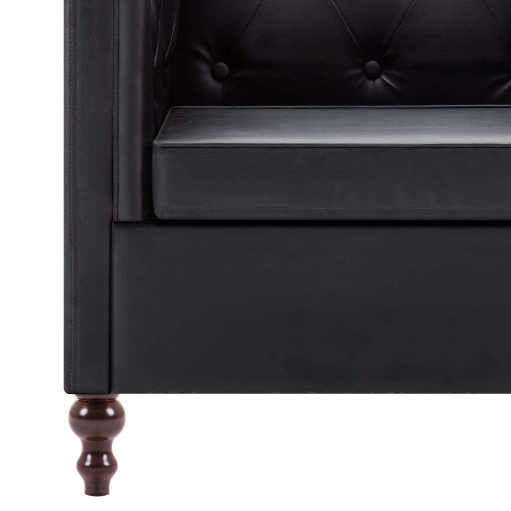 vidaXL Tweezitsbank Chesterfield-stijl kunstleren bekleding zwart