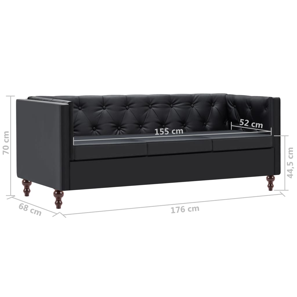 vidaXL Tweezitsbank Chesterfield-stijl kunstleren bekleding zwart