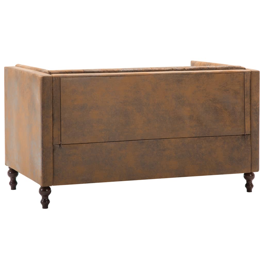 vidaXL Tweezitsbank Chesterfield-stijl suède-look stoffen bekleding