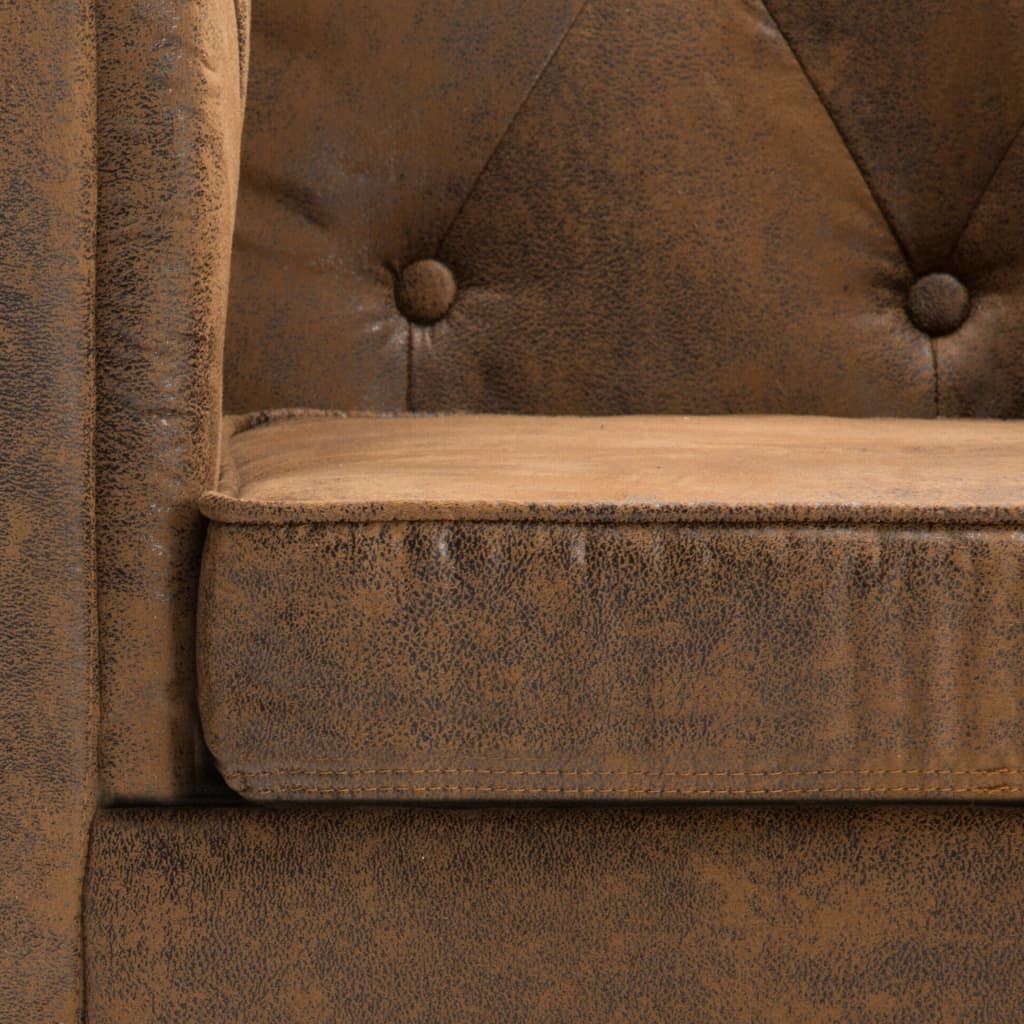 vidaXL Tweezitsbank Chesterfield-stijl suède-look stoffen bekleding