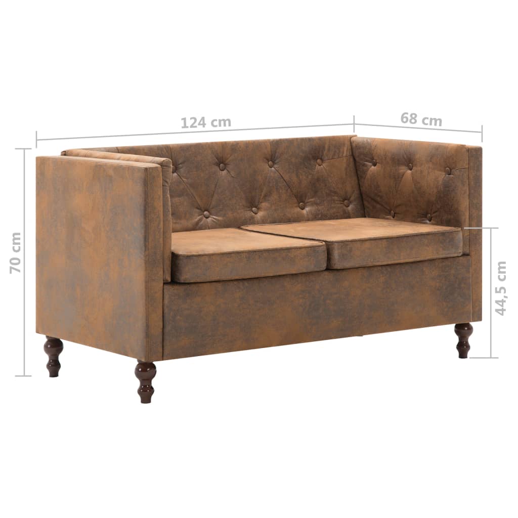 vidaXL Tweezitsbank Chesterfield-stijl suède-look stoffen bekleding