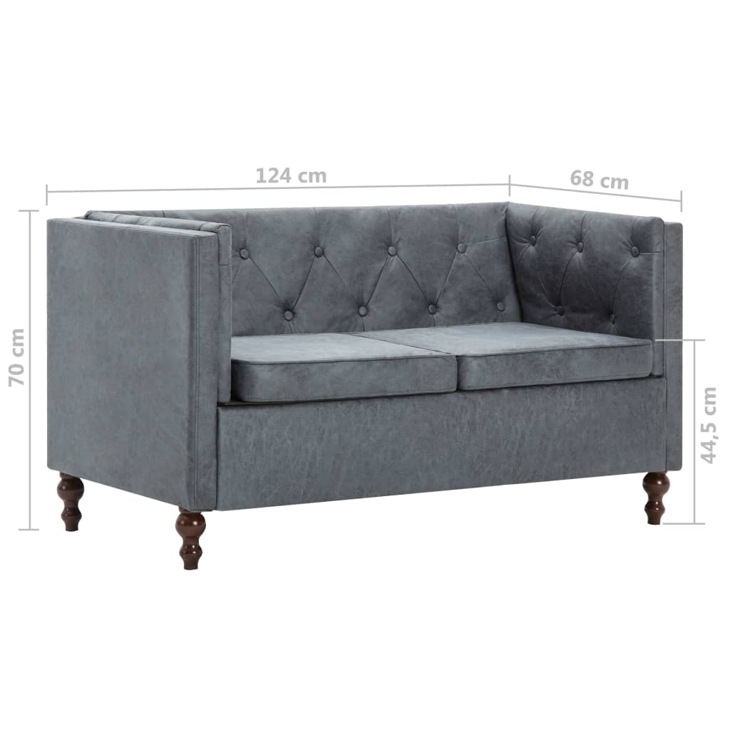 vidaXL Tweezitsbank Chesterfield-stijl stoffen bekleding grijs