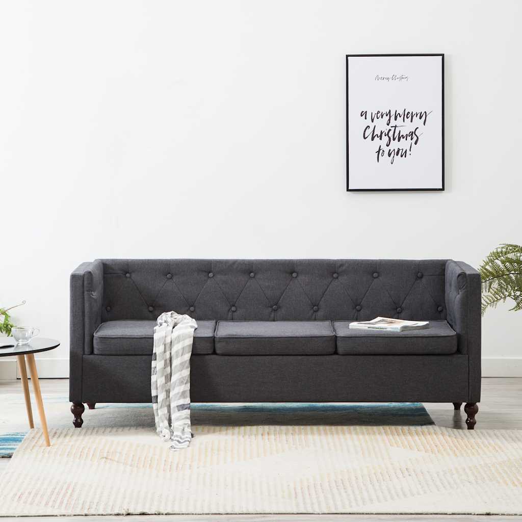 vidaXL Tweezitsbank Chesterfield-stijl stoffen bekleding grijs
