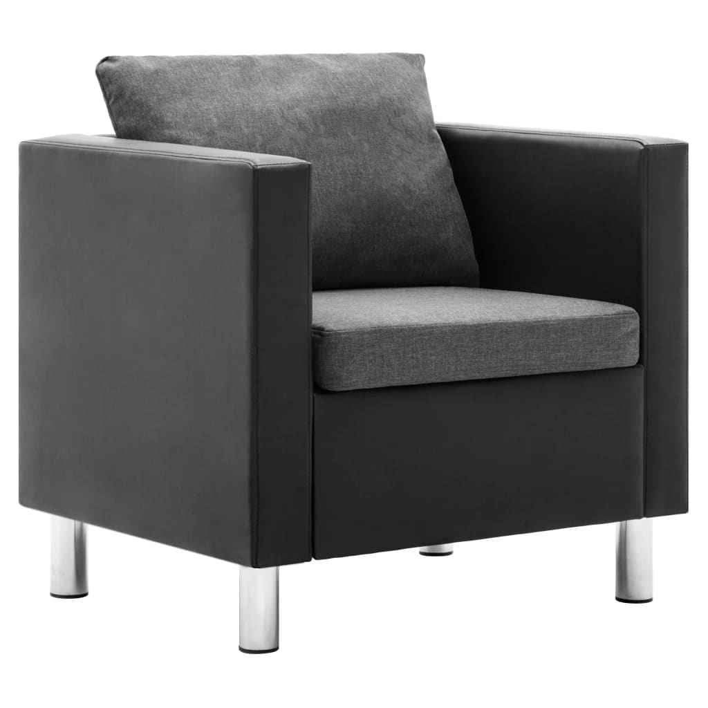 vidaXL Fauteuil kunstleer zwart en lichtgrijs
