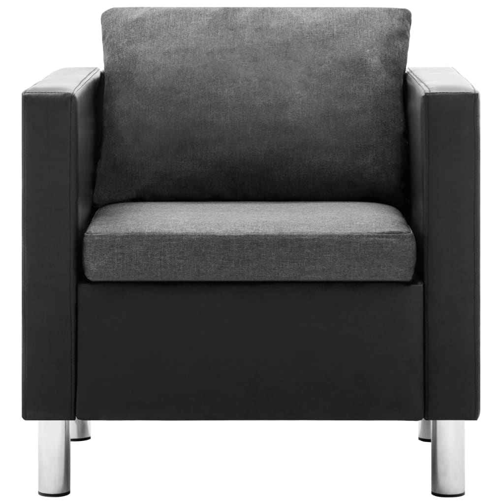 vidaXL Fauteuil kunstleer zwart en lichtgrijs