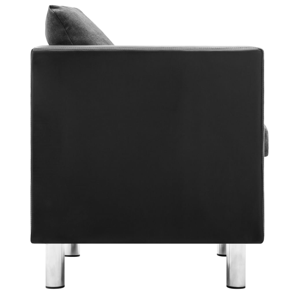 vidaXL Fauteuil kunstleer zwart en lichtgrijs