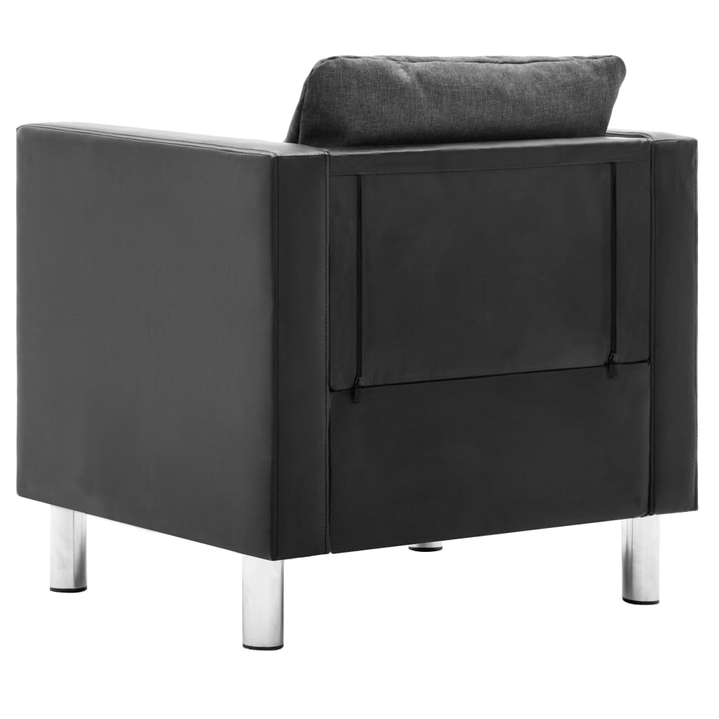 vidaXL Fauteuil kunstleer zwart en lichtgrijs