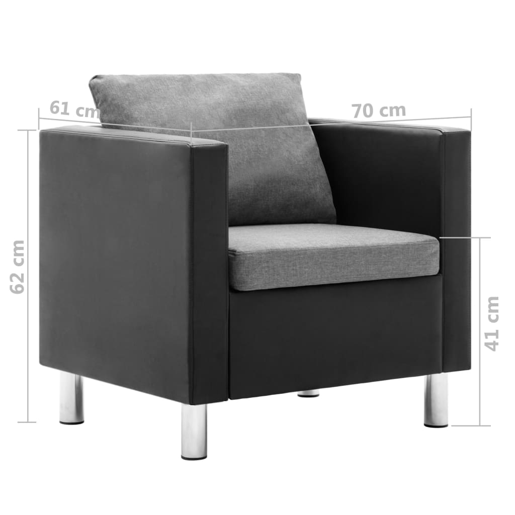 vidaXL Fauteuil kunstleer zwart en lichtgrijs