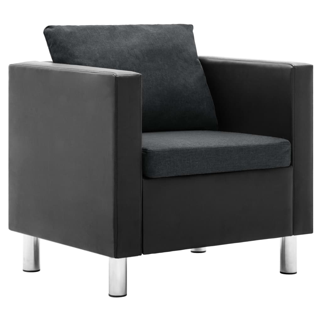 vidaXL Fauteuil kunstleer zwart en lichtgrijs