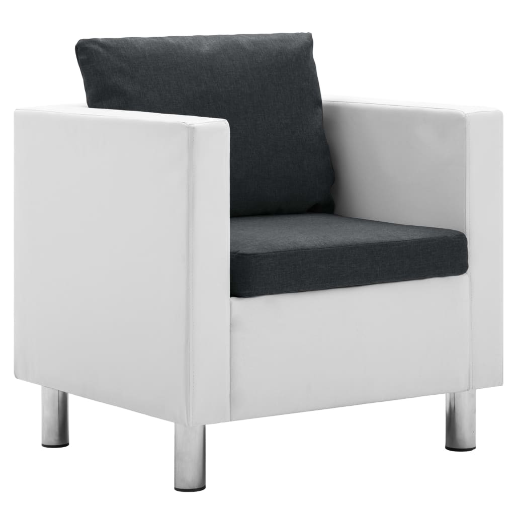 vidaXL Fauteuil kunstleer zwart en lichtgrijs