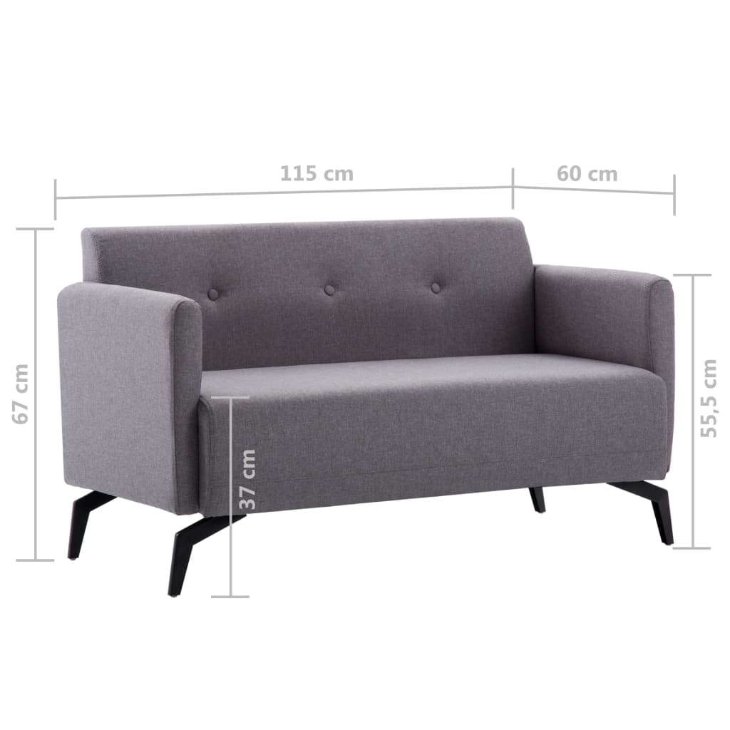 vidaXL Tweezitsbank 115x60x67 cm stof lichtgrijs