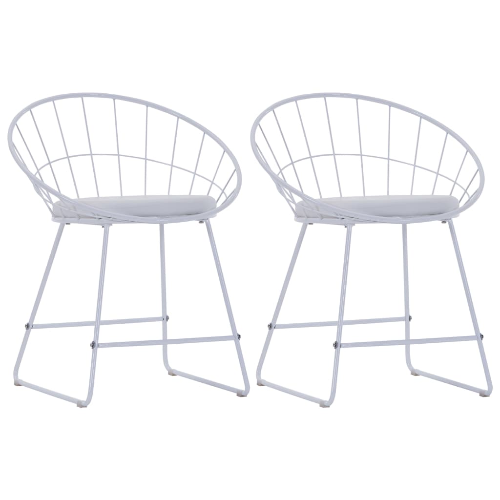 vidaXL Eetkamerstoelen met kunstleren zittingen 2 st staal wit
