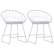 vidaXL Eetkamerstoelen met kunstleren zittingen 2 st staal wit