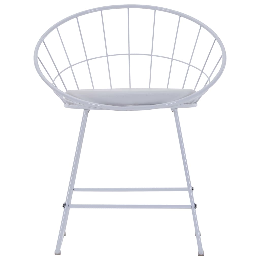 vidaXL Eetkamerstoelen met kunstleren zittingen 2 st staal wit