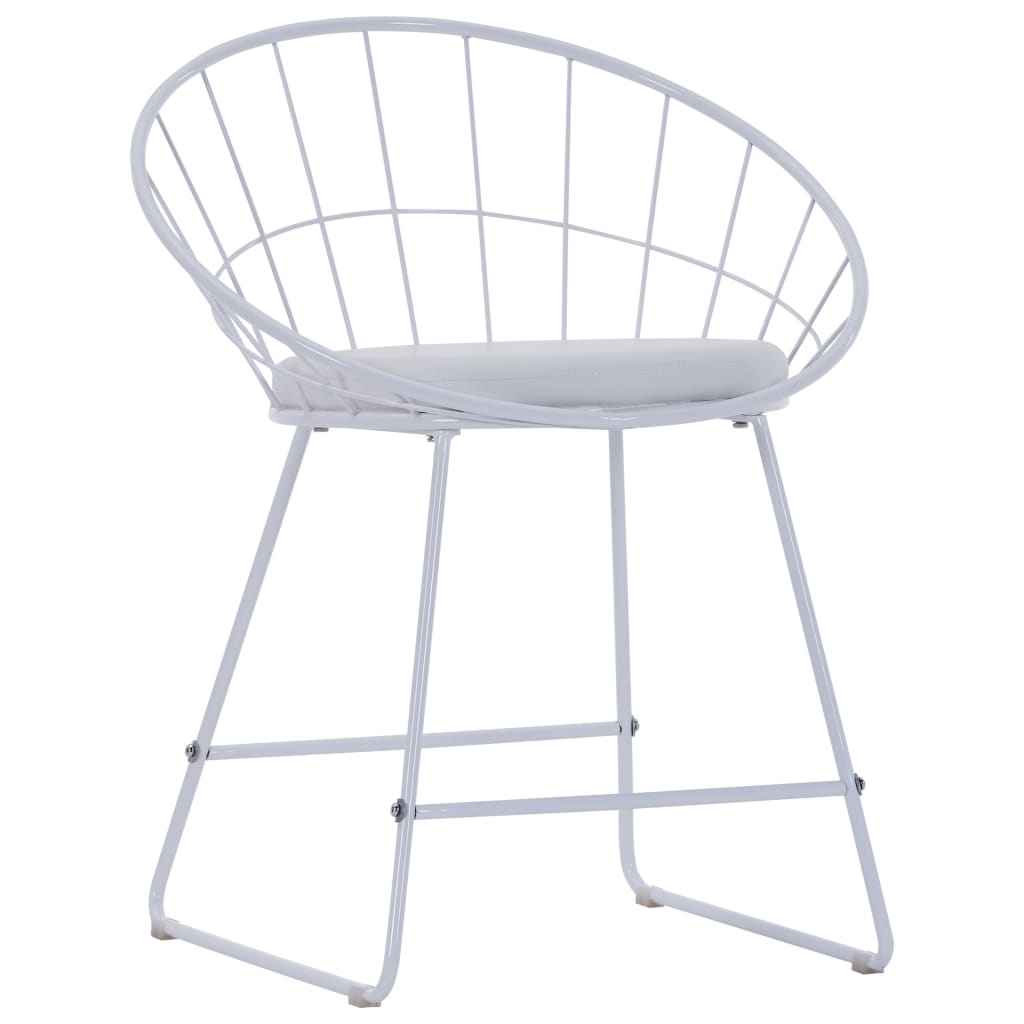 vidaXL Eetkamerstoelen met kunstleren zittingen 2 st staal wit