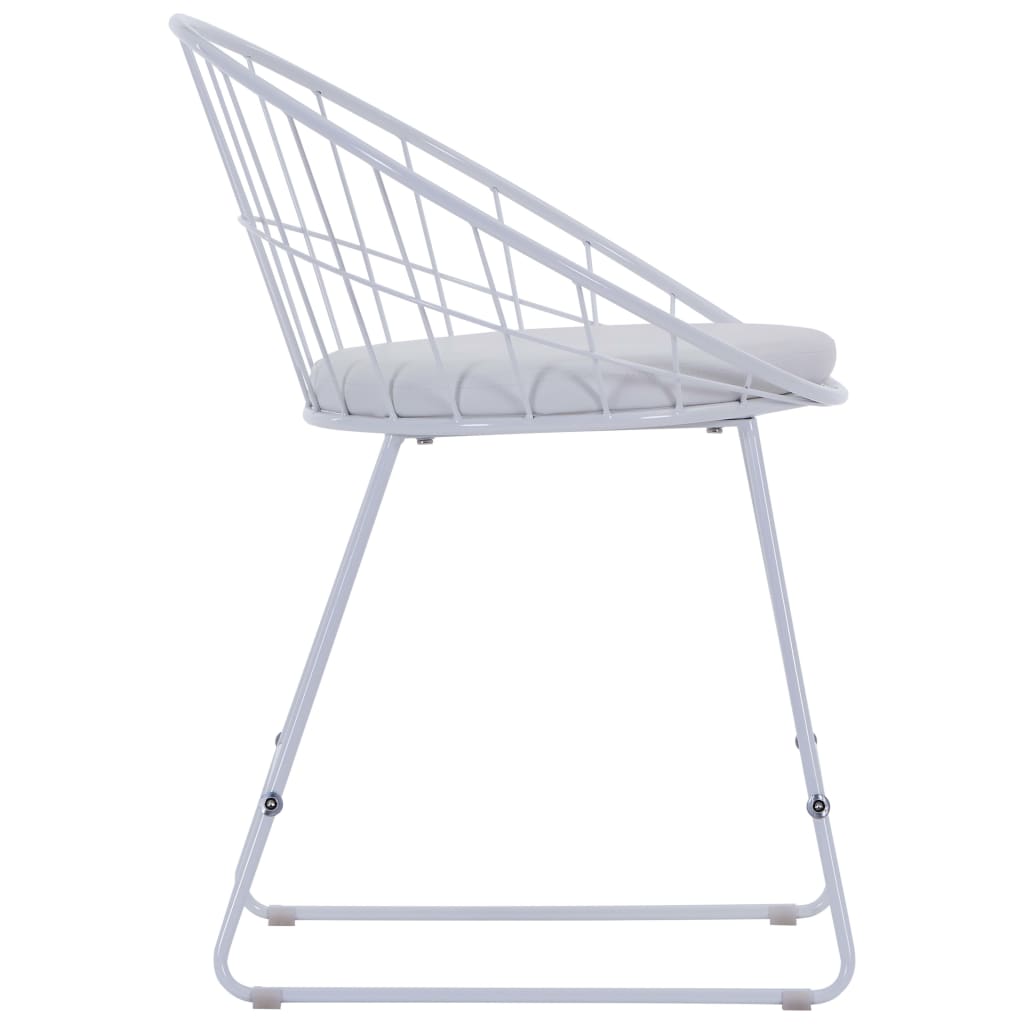 vidaXL Eetkamerstoelen met kunstleren zittingen 2 st staal wit