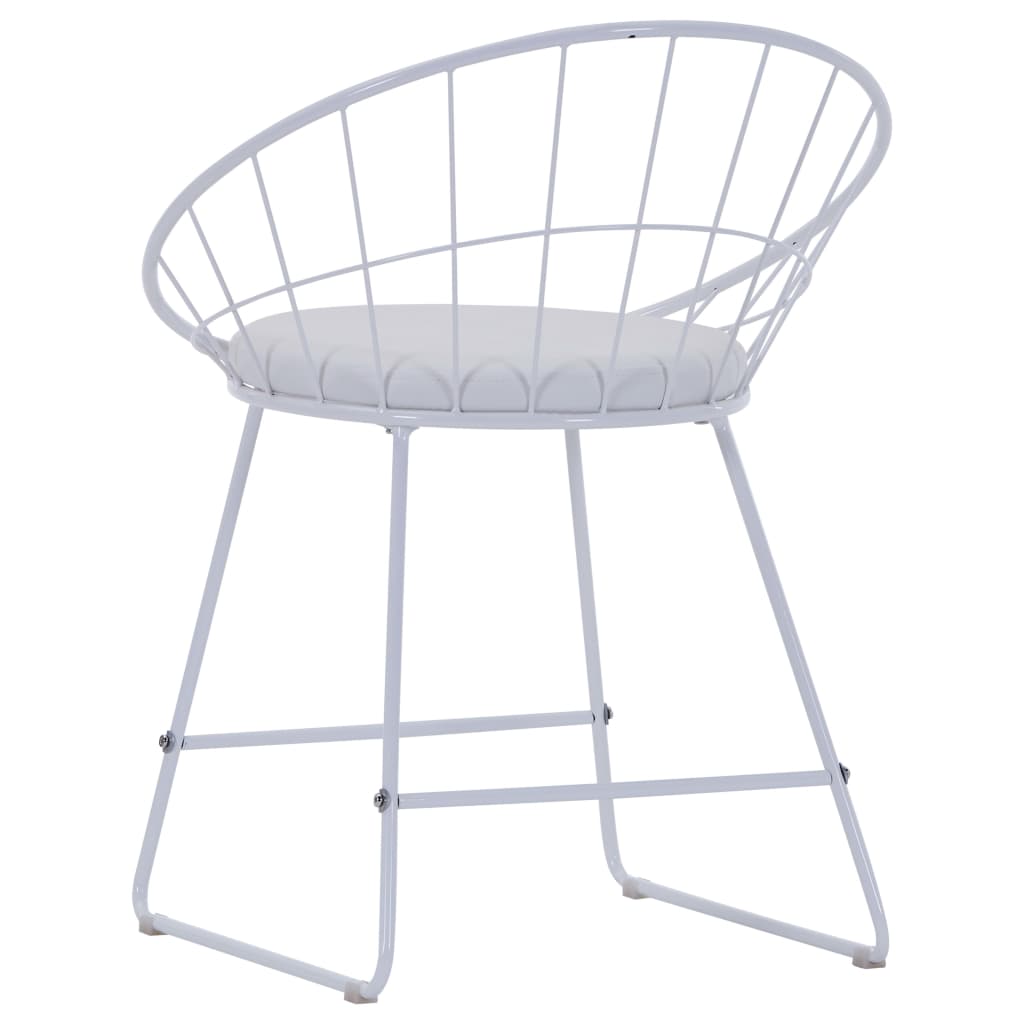 vidaXL Eetkamerstoelen met kunstleren zittingen 2 st staal wit