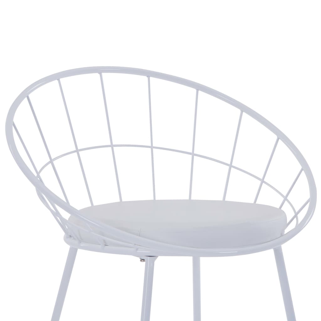 vidaXL Eetkamerstoelen met kunstleren zittingen 2 st staal wit