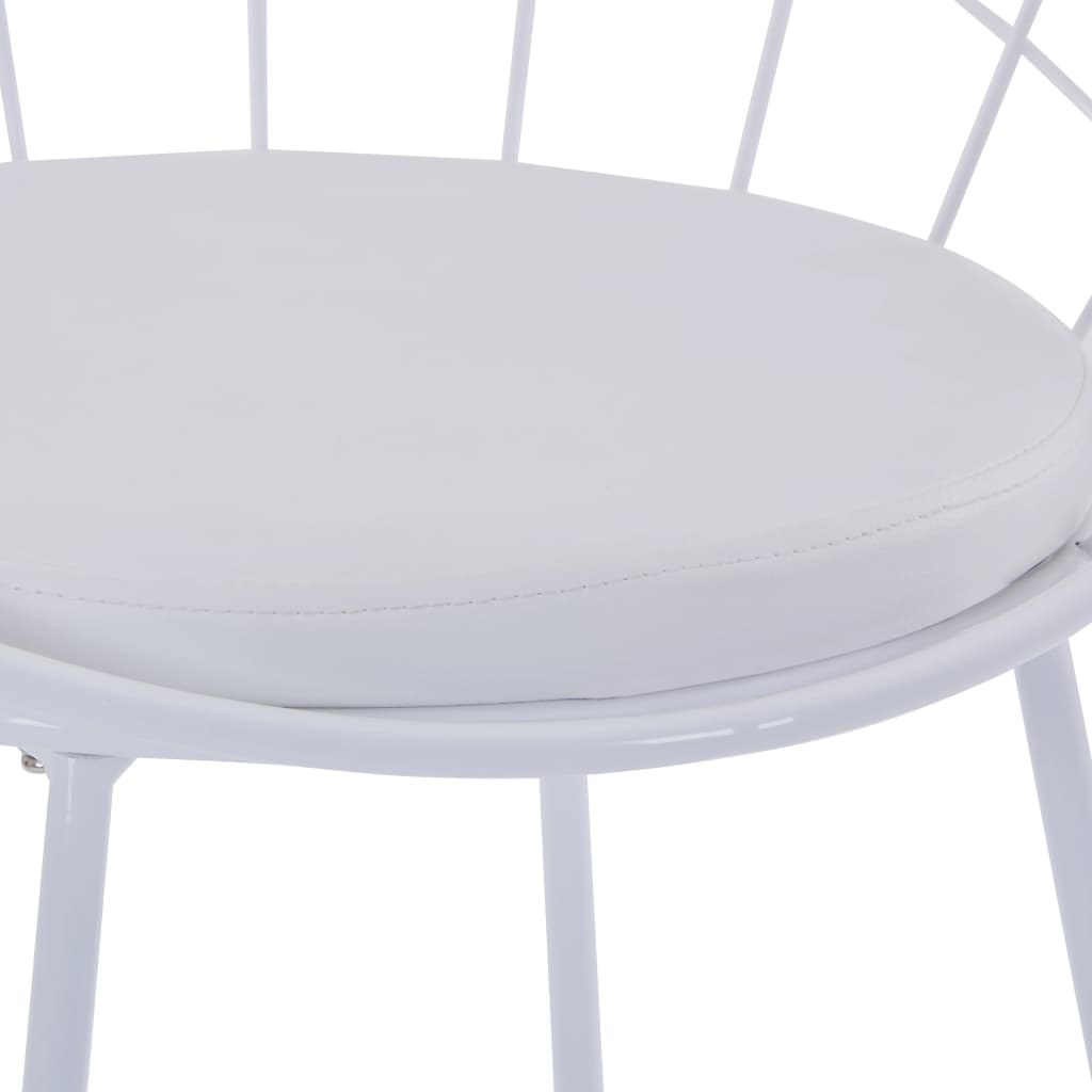 vidaXL Eetkamerstoelen met kunstleren zittingen 2 st staal wit