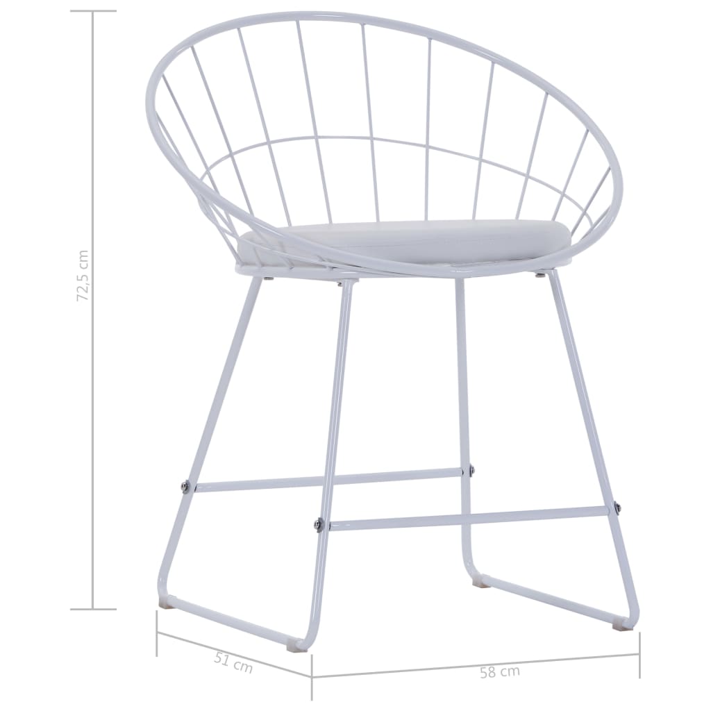 vidaXL Eetkamerstoelen met kunstleren zittingen 2 st staal wit
