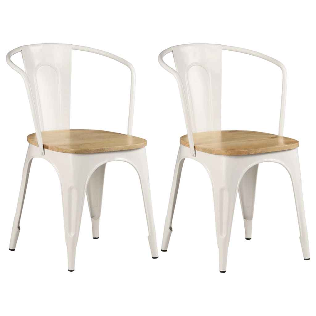vidaXL Eetkamerstoelen 2 st massief mangohout wit