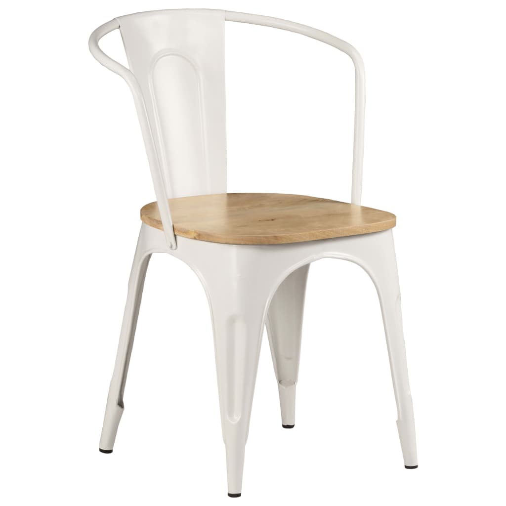 vidaXL Eetkamerstoelen 2 st massief mangohout wit