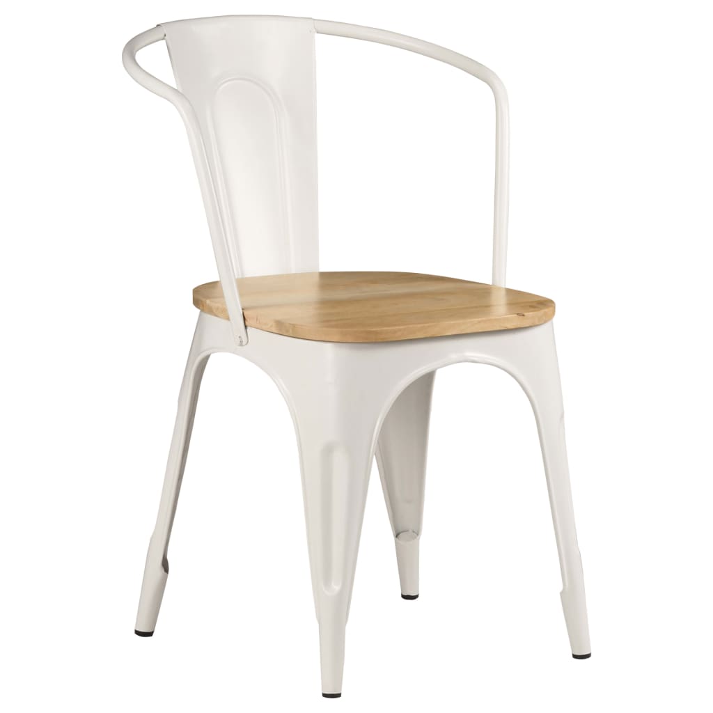 vidaXL Eetkamerstoelen 2 st massief mangohout wit