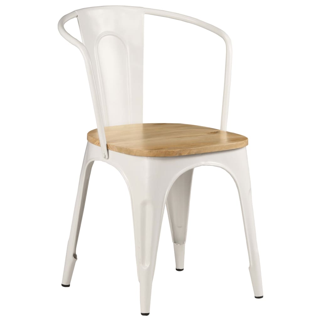 vidaXL Eetkamerstoelen 2 st massief mangohout wit