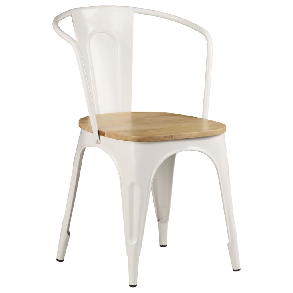 vidaXL Eetkamerstoelen 2 st massief mangohout wit
