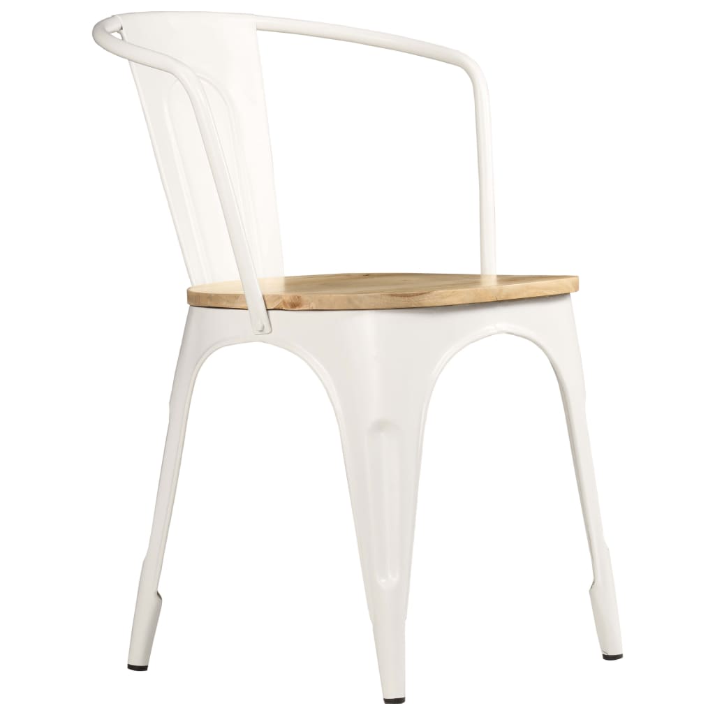 vidaXL Eetkamerstoelen 2 st massief mangohout wit
