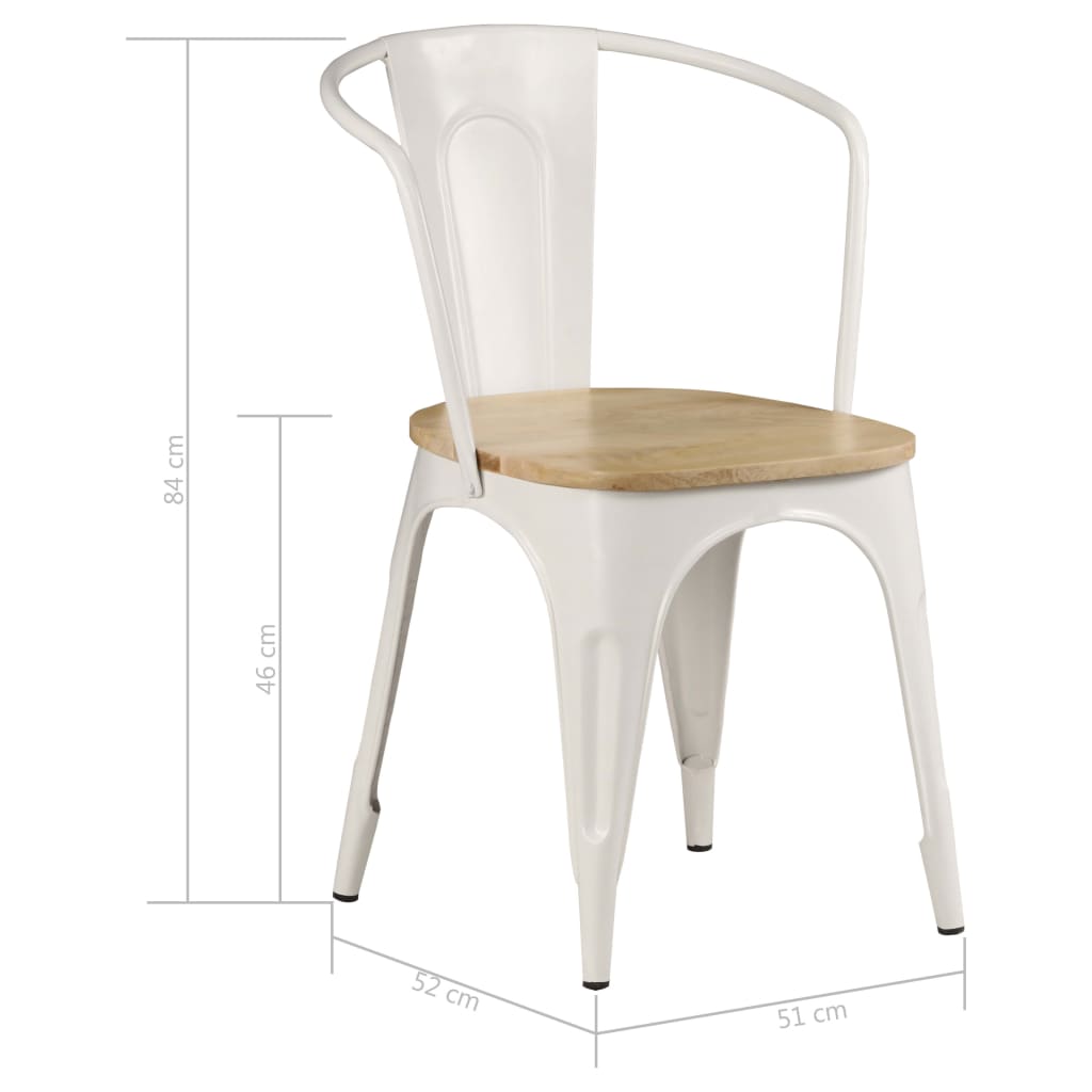 vidaXL Eetkamerstoelen 2 st massief mangohout wit