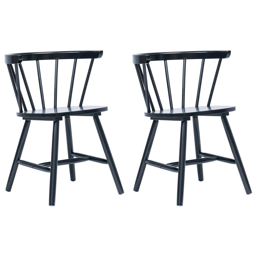 vidaXL Eetkamerstoelen 4 st massief rubberwood zwart