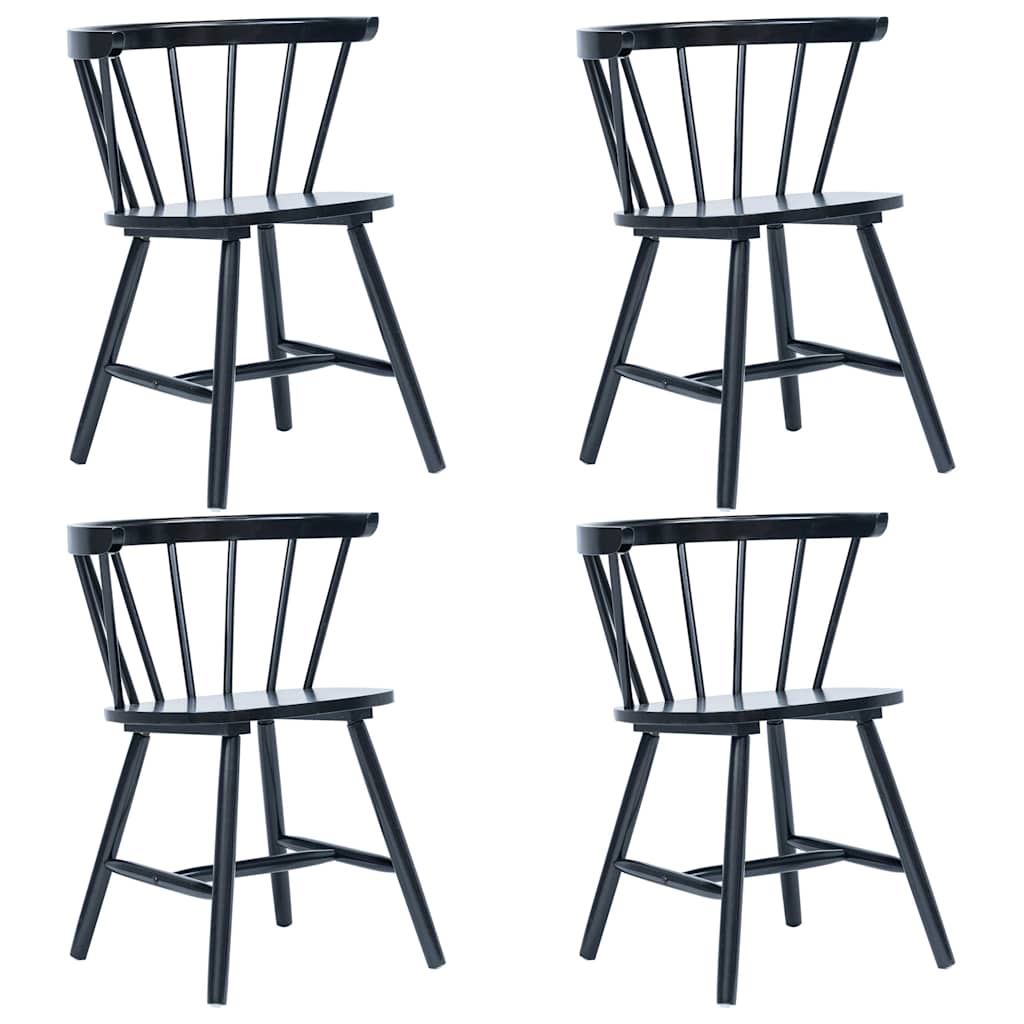 vidaXL Eetkamerstoelen 4 st massief rubberwood zwart