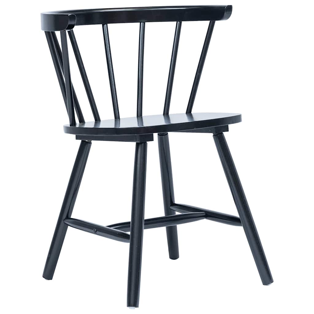 vidaXL Eetkamerstoelen 4 st massief rubberwood zwart