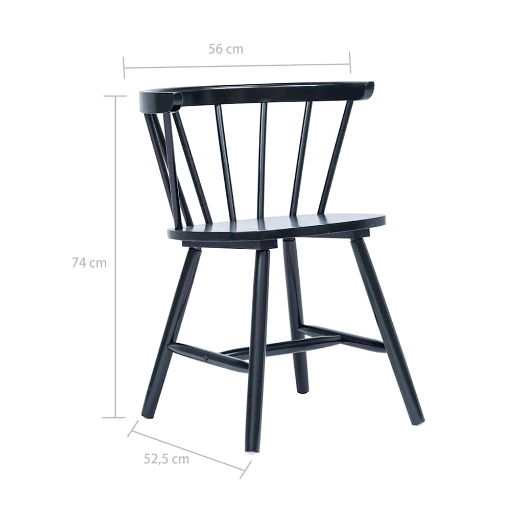 vidaXL Eetkamerstoelen 4 st massief rubberwood zwart