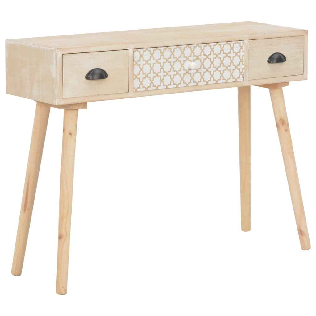vidaXL Wandtafel met 3 lades 100x30x73 massief grenenhout