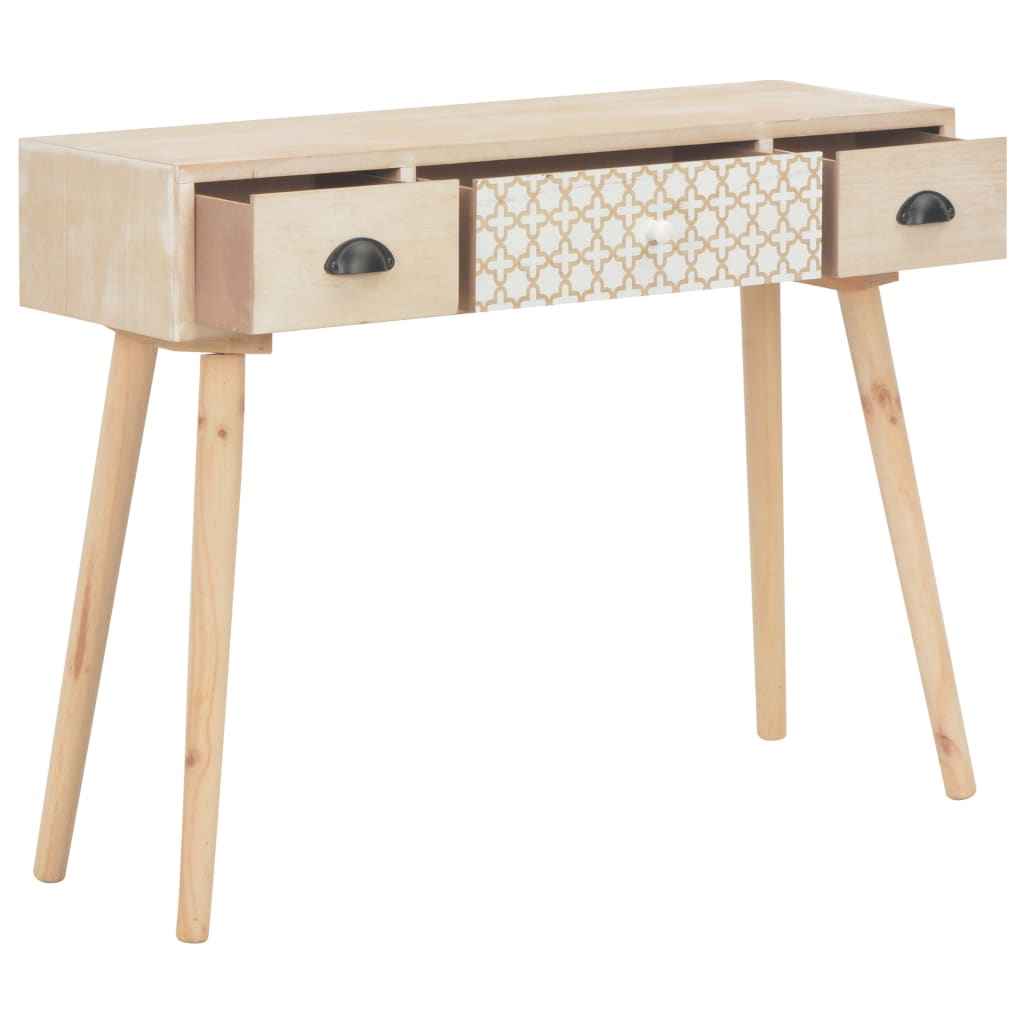 vidaXL Wandtafel met 3 lades 100x30x73 massief grenenhout