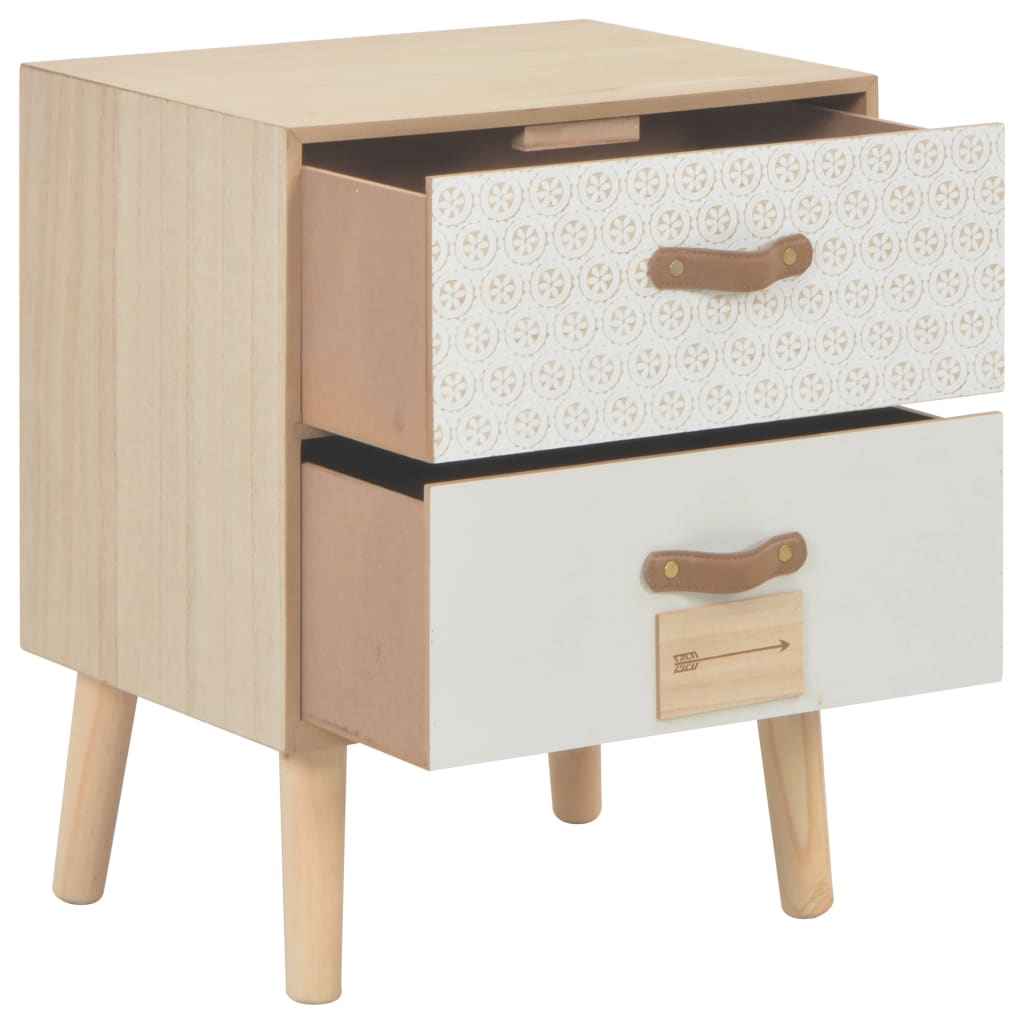 vidaXL Nachtkastje met 2 lades 40x30x49,5 cm massief grenenhout