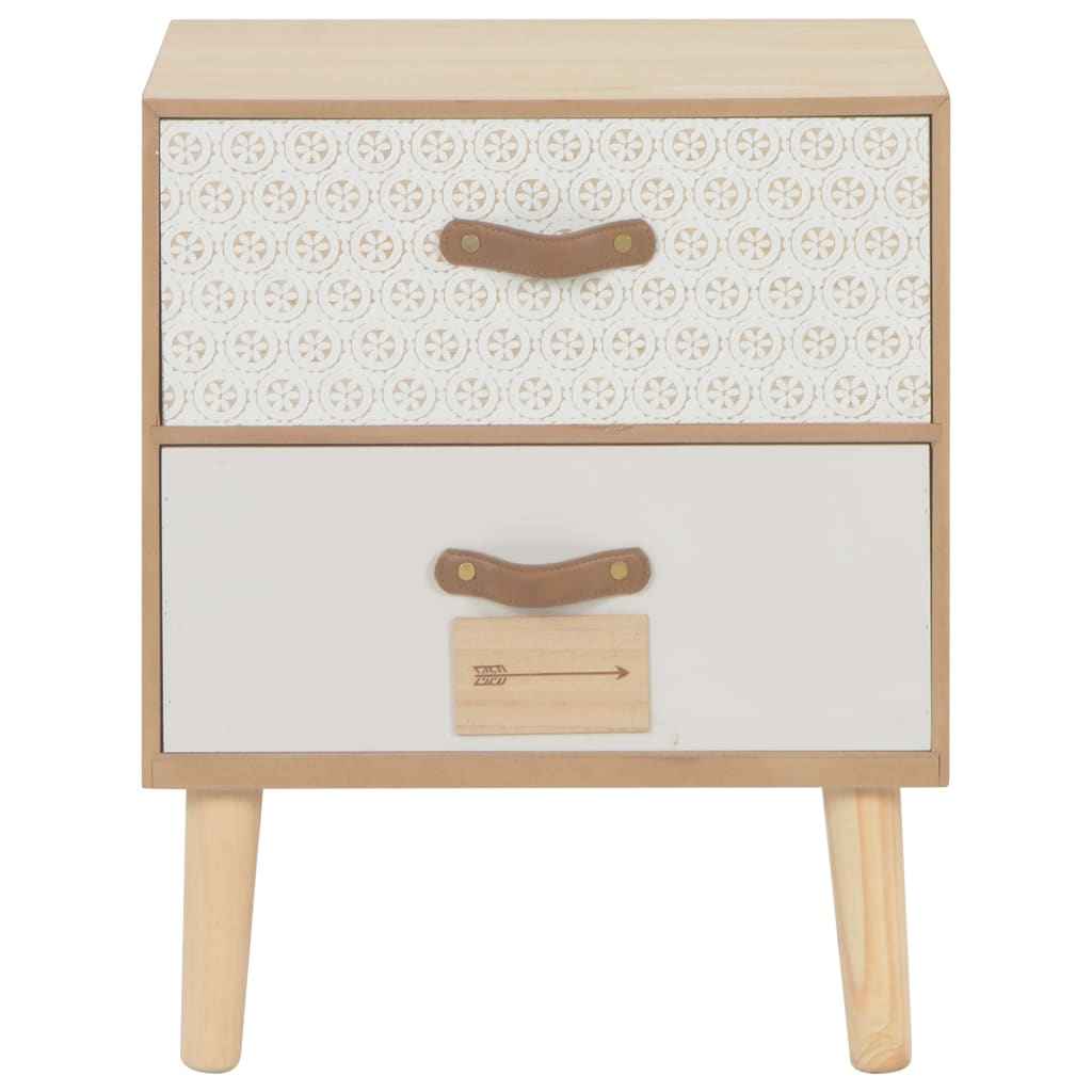 vidaXL Nachtkastje met 2 lades 40x30x49,5 cm massief grenenhout