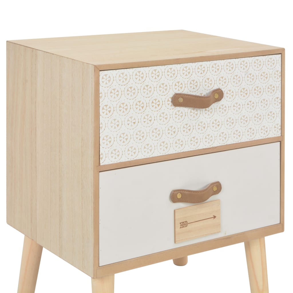 vidaXL Nightstand with 2 Drawers 40x30x49.5 cm Solid Pinewood