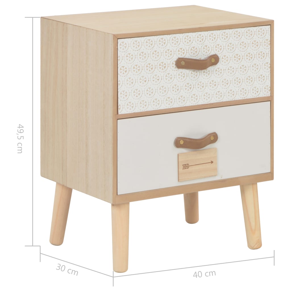 vidaXL Nightstand with 2 Drawers 40x30x49.5 cm Solid Pinewood