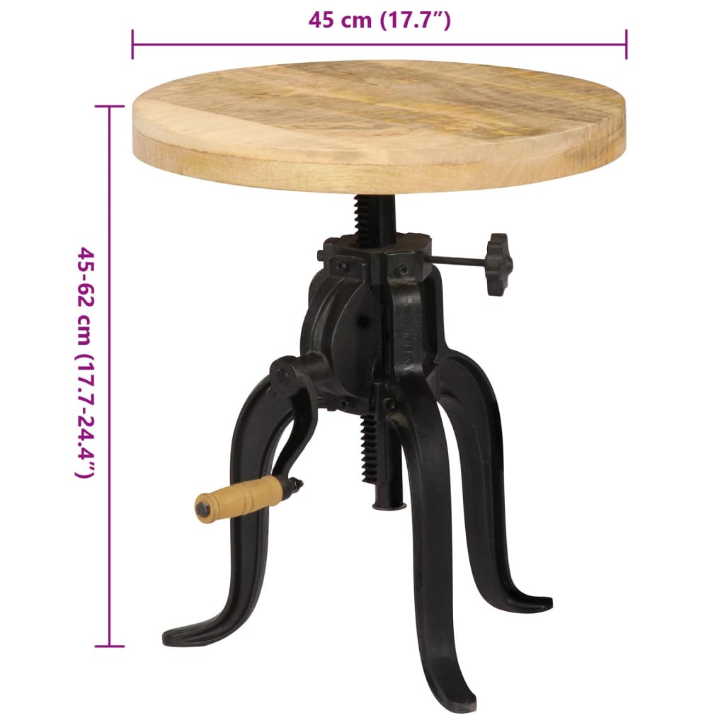 vidaXL Side Table 45x(45-62) cm Solid Reclaimed Wood and Cast Iron
