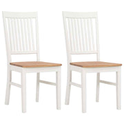 vidaXL Eetkamerstoelen 2 st massief eikenhout wit