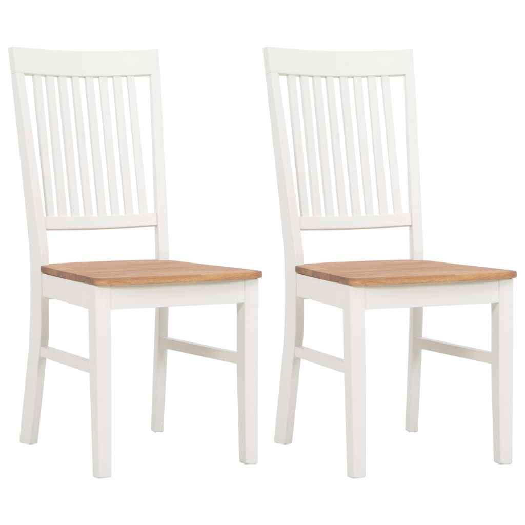 vidaXL Eetkamerstoelen 2 st massief eikenhout wit