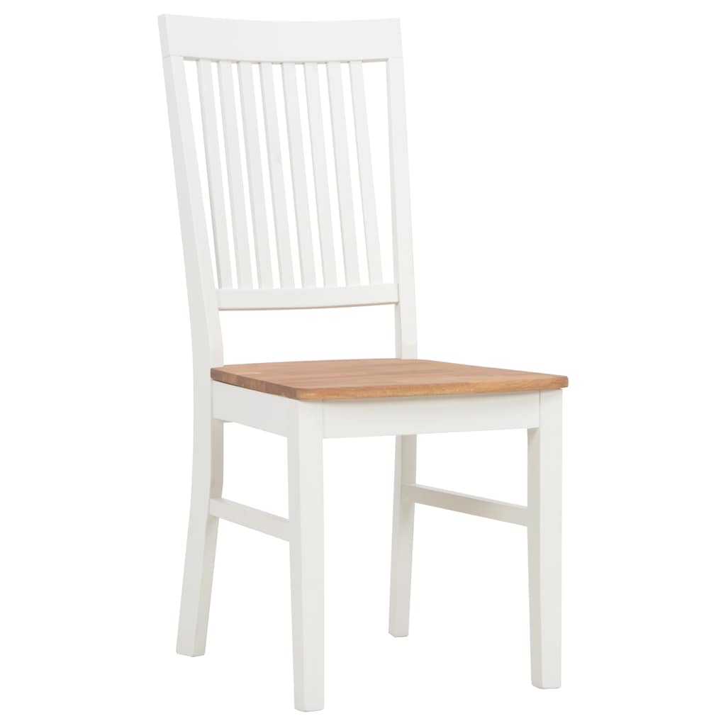 vidaXL Eetkamerstoelen 2 st massief eikenhout wit