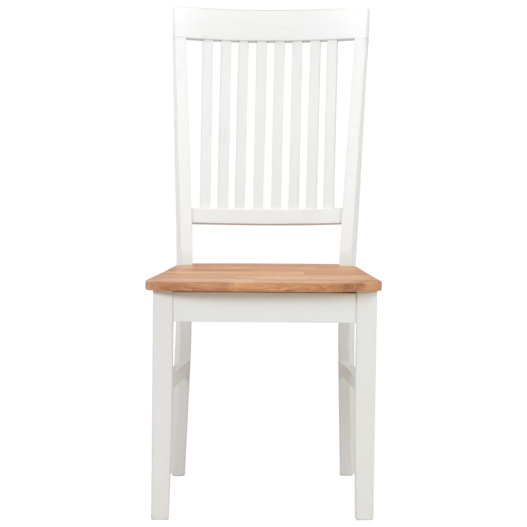 vidaXL Eetkamerstoelen 2 st massief eikenhout wit