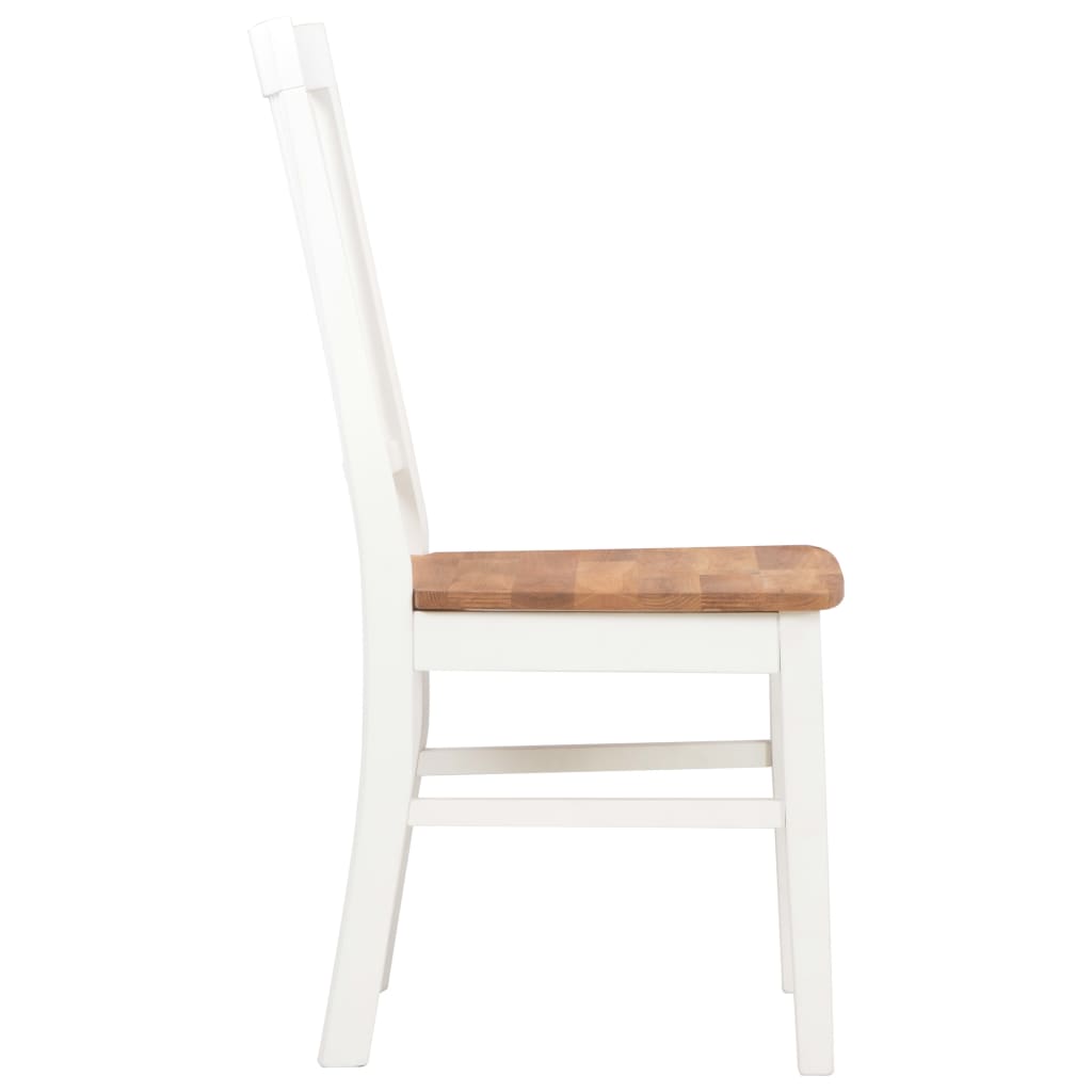 vidaXL Eetkamerstoelen 2 st massief eikenhout wit